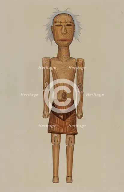 Wooden Indian Doll, c. 1937. Creator: Rex F Bush.