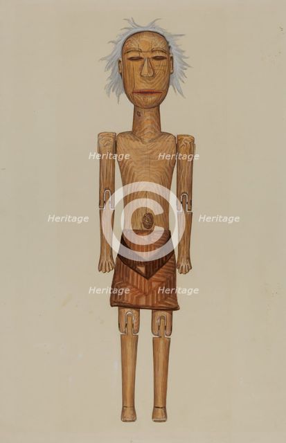 Wooden Indian Doll, c. 1937. Creator: Rex F Bush.