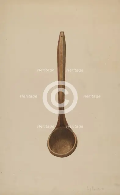 Wooden Ladle, 1941. Creator: E.J. Reynolds.