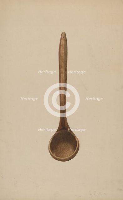 Wooden Ladle, 1941. Creator: E.J. Reynolds.