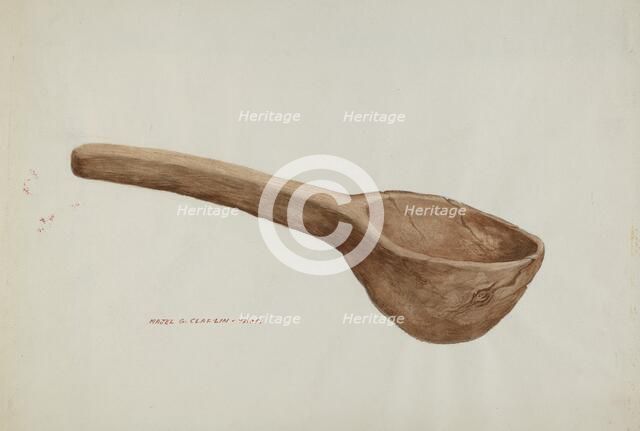 Wooden Ladle, c. 1937. Creator: Majel G. Claflin.
