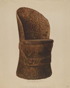 Wooden Log Chair, 1938. Creator: Lloyd Charles Lemcke
