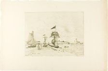 Wooden Pier, Honfleur Port, 1865; published January 1866. Creator: Johan Barthold Jongkind