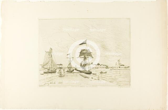 Wooden Pier, Honfleur Port, 1865; published January 1866. Creator: Johan Barthold Jongkind.