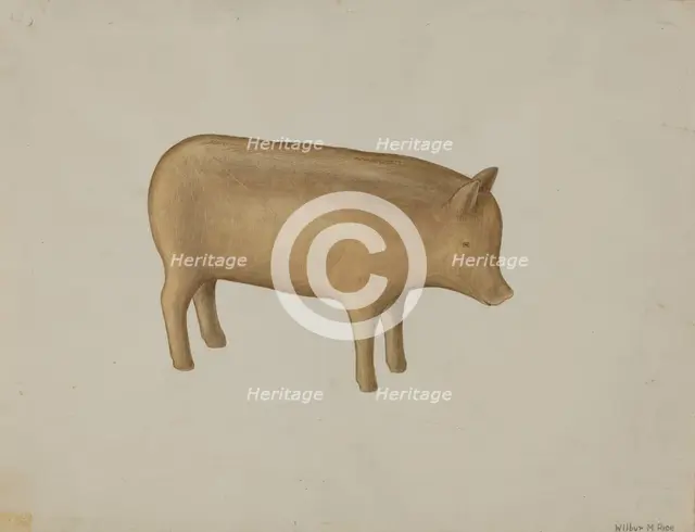 Wooden Pig, 1935/1942. Creator: Wilbur M Rice.