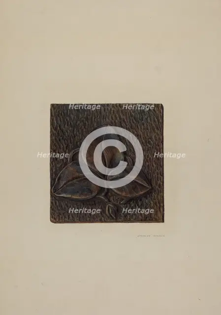 Wooden Plaque, c. 1940. Creator: Stanley Mazur.
