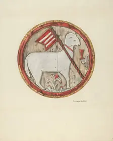 Wooden Plaque - Lamb of God, c. 1938. Creator: Gordena Jackson