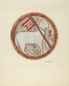 Wooden Plaque - Lamb of God, c. 1938. Creator: Gordena Jackson