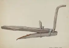 Wooden Plow, c. 1937. Creator: Majel G. Claflin