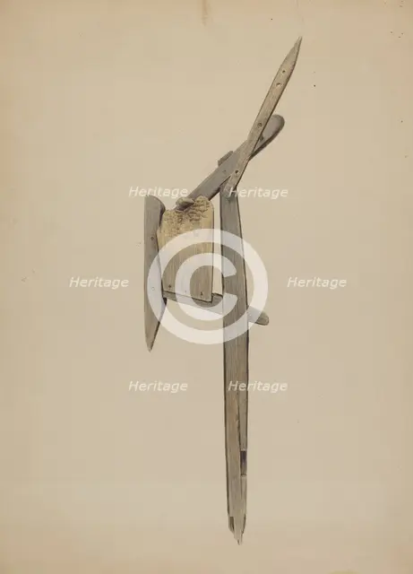 Wooden Plow, c. 1940. Creator: Orville Skaren.