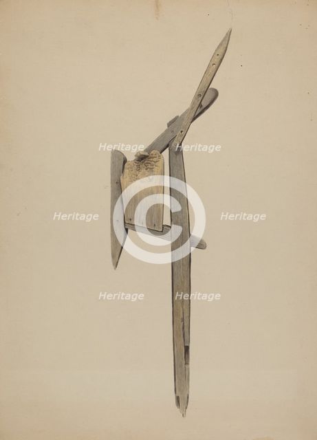 Wooden Plow, c. 1940. Creator: Orville Skaren.