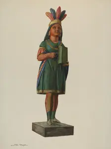 Wooden Pocahontas Store Figure, c. 1937. Creator: Stanley Mazur