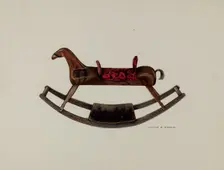 Wooden Rocking Horse, c. 1940. Creator: Lester Kausch