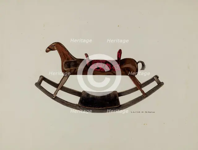 Wooden Rocking Horse, c. 1940. Creator: Lester Kausch.