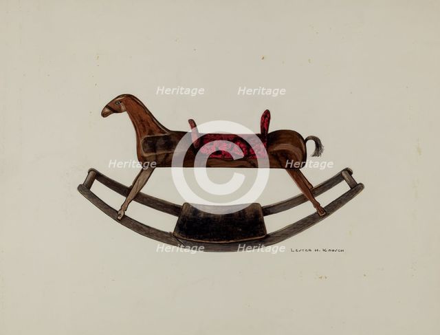Wooden Rocking Horse, c. 1940. Creator: Lester Kausch.