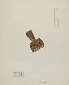 Wooden Stamp, 1935/1942. Creator: Carl Keksi