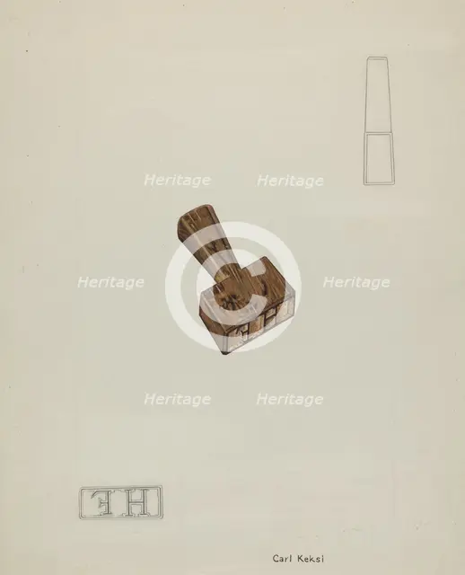 Wooden Stamp, 1935/1942. Creator: Carl Keksi.