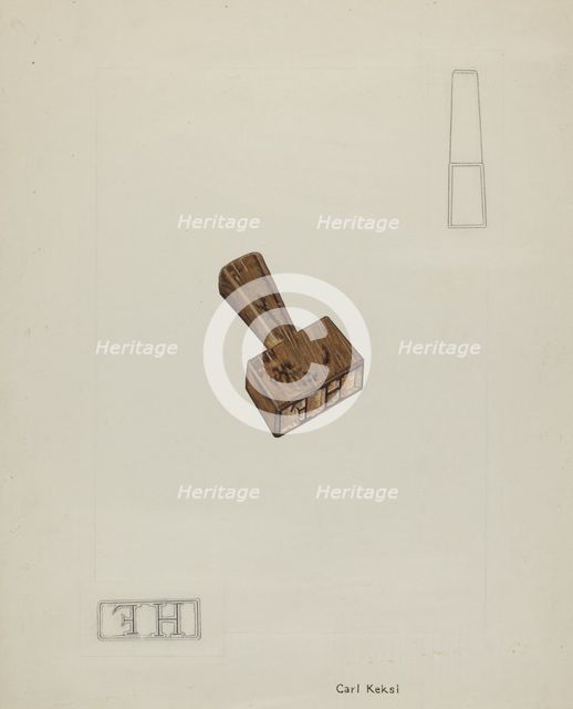 Wooden Stamp, 1935/1942. Creator: Carl Keksi.