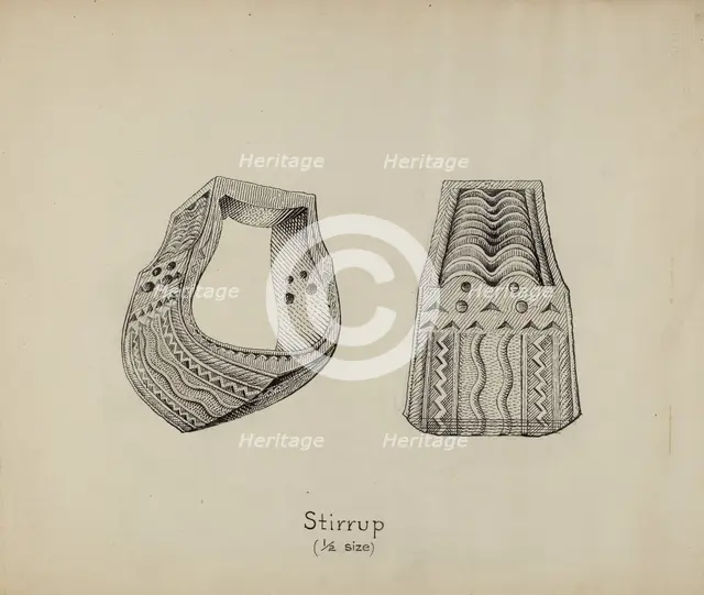 Wooden Stirrup, c. 1936. Creator: Gerald Transpota.