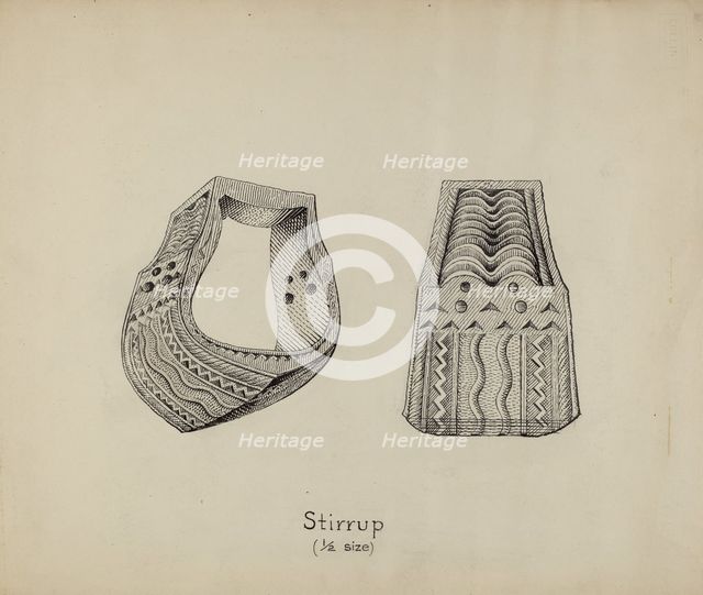 Wooden Stirrup, c. 1936. Creator: Gerald Transpota.