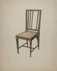 Wooden Straight Chair, c. 1938. Creator: Wilbur M Rice