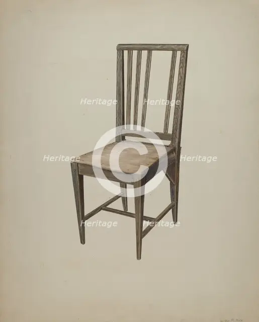 Wooden Straight Chair, c. 1938. Creator: Wilbur M Rice.