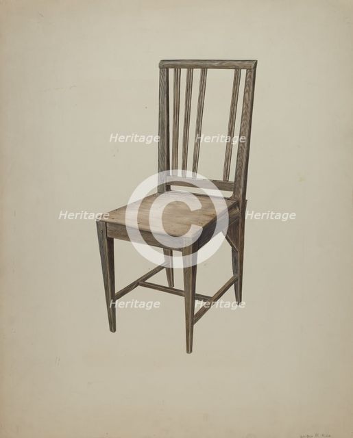 Wooden Straight Chair, c. 1938. Creator: Wilbur M Rice.