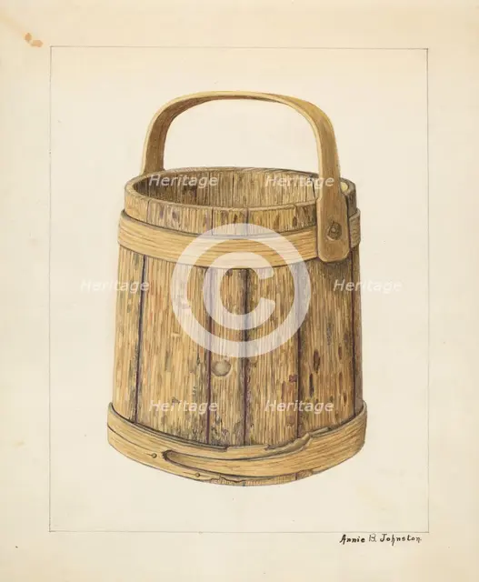 Wooden Sugar Bucket, c. 1938. Creator: Annie B Johnston.