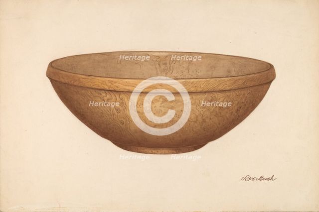 Wooden Salad or Chopping Bowl, c. 1938. Creator: Rex F Bush.