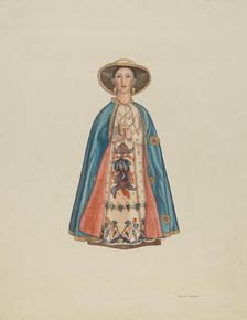 Wooden Santa, c. 1940. Creator: Syrena Swanson