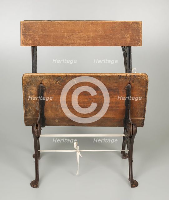 Wooden school desk from Bethel Evangelical Lutheran Church and School, 1925-1963. Creator: Sears.