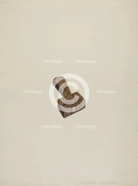 Wooden Seal, c. 1941. Creator: Laurette Gauthier.