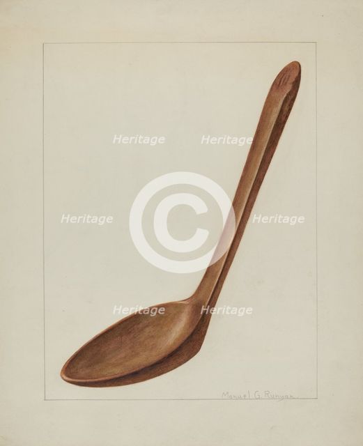 Wooden Spatula, c. 1938. Creator: Manuel G. Runyan.