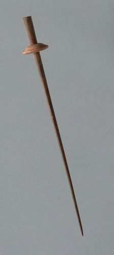 Wooden Spindle with Ceramic Whorl, Peru, 1000/1476. Creator: Unknown