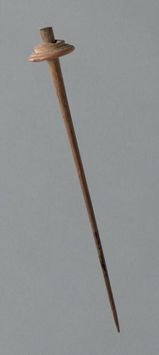 Wooden Spindle with Ceramic Whorl, Peru, 1000/1476. Creator: Unknown