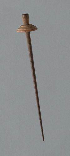 Wooden Spindle with Ceramic Whorl, Peru, 1000/1476. Creator: Unknown