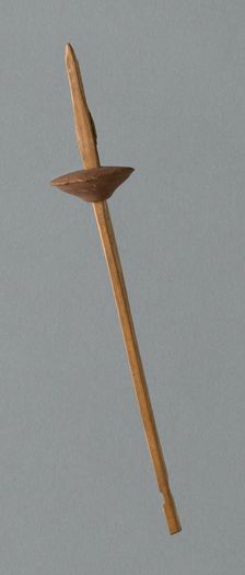 Wooden Spindle with Ceramic Whorl, Peru, 1000/1476. Creator: Unknown