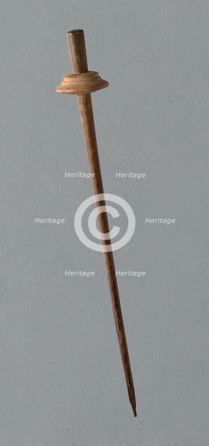 Wooden Spindle with Ceramic Whorl, Peru, 1000/1476. Creator: Unknown.