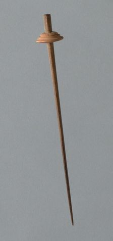 Wooden Spindle with Ceramic Whorl, Peru, 1000/1476. Creator: Unknown
