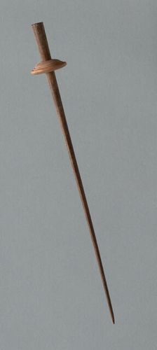 Wooden Spindle with Ceramic Whorl, Peru, 1000/1476. Creator: Unknown