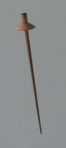 Wooden Spindle with Ceramic Whorl, Peru, 1000/1476. Creator: Unknown