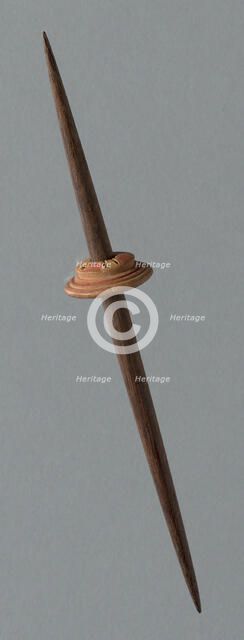 Wooden Spindle with Ceramic Whorl, Peru, 1000/1476. Creator: Unknown.