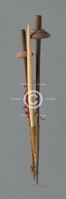 Wooden Spindle with Ceramic Whorl, Peru, 1000/1476. Creator: Unknown.