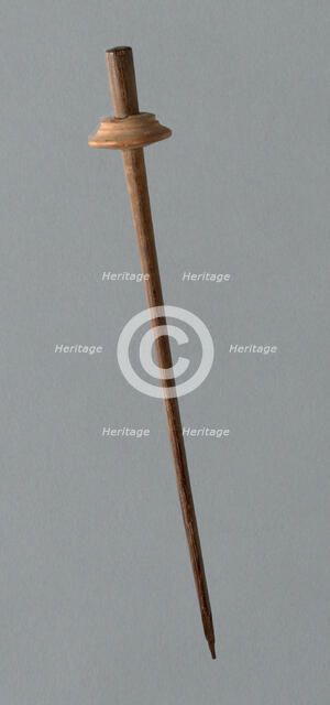 Wooden Spindle with Ceramic Whorl, Peru, 1000/1476. Creator: Unknown.