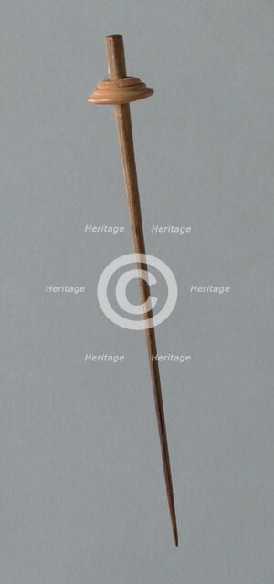 Wooden Spindle with Ceramic Whorl, Peru, 1000/1476. Creator: Unknown.