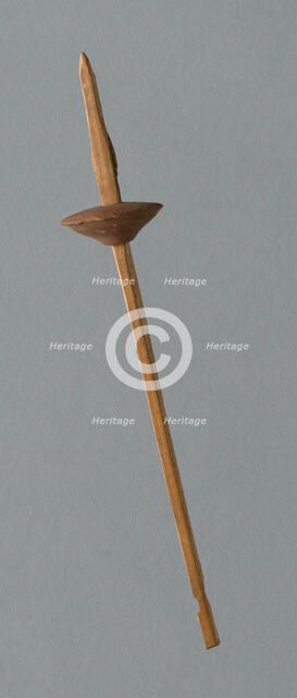 Wooden Spindle with Ceramic Whorl, Peru, 1000/1476. Creator: Unknown.