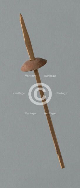 Wooden Spindle with Ceramic Whorl, Peru, 1000/1476. Creator: Unknown.