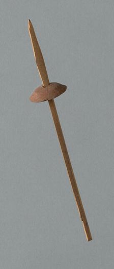 Wooden Spindle with Ceramic Whorl, Peru, 1000/1476. Creator: Unknown