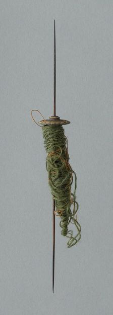 Wooden Spindle with Ceramic Whorls, Peru, 1000/1476. Creator: Unknown