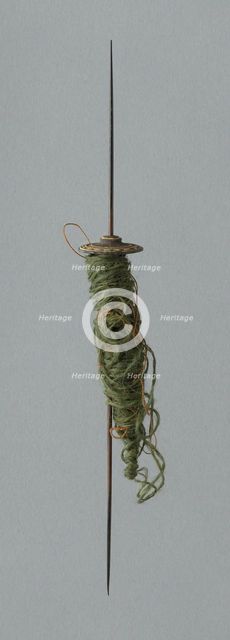 Wooden Spindle with Ceramic Whorls, Peru, 1000/1476. Creator: Unknown.
